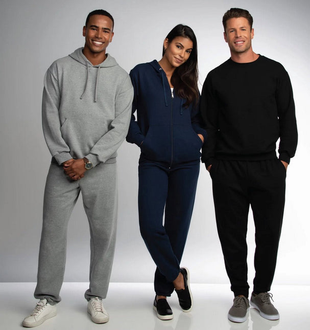 Fruit of the Loom Klassiek Joggingpak 2-delig Hoodie & Sweatpant Dames Heren Katoen Fleece Huispak Unisex Grijs
