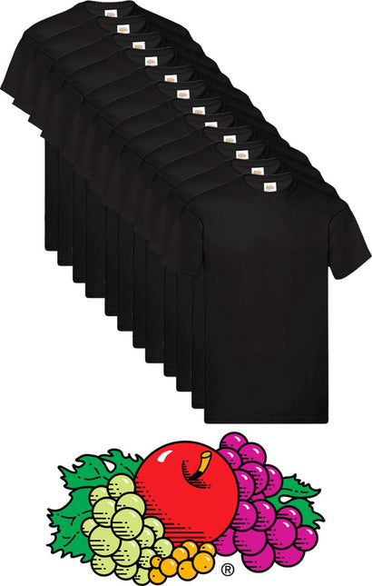 12 pack zwarte shirts Fruit of the Loom ronde hals Original