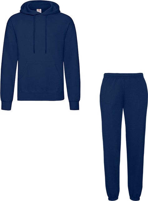 Fruit of the Loom Klassiek Joggingpak 2-delig Hoodie & Sweatpant Dames Heren Katoen Fleece Huispak Unisex Marine