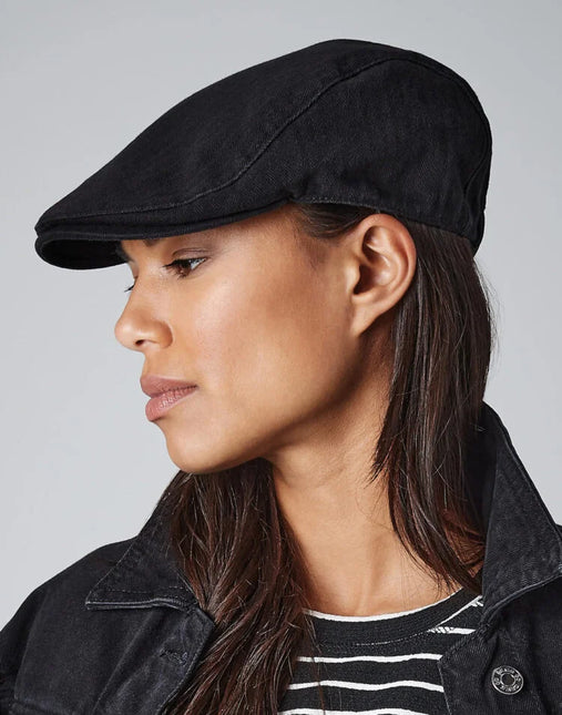 Beechfield Vintage Flat Cap Zwart