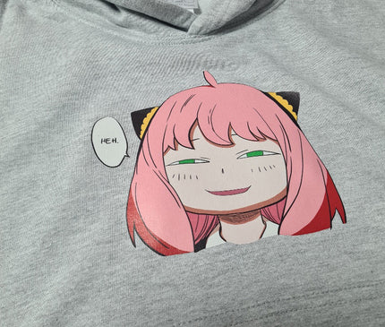 Anya Smug Face Hoodie Grijs
