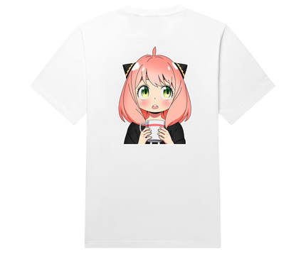 Anya Forger Drinking Spy X Family Tshirt Wit