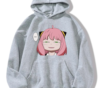Anya Smug Face Hoodie Grijs